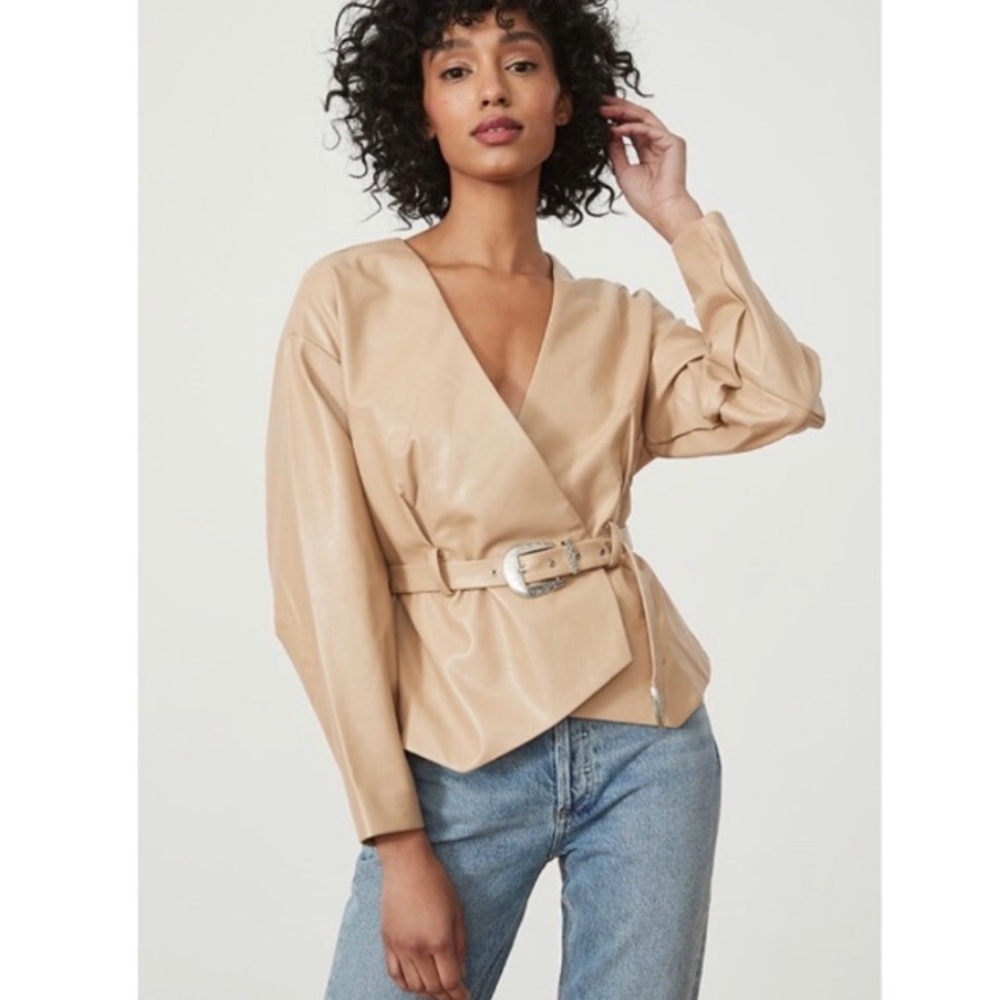 Song of style faux leather western buckle jacket